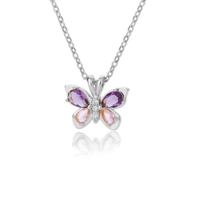 Cute Butterfly Purple Crystal Necklace - YORNEKINTL