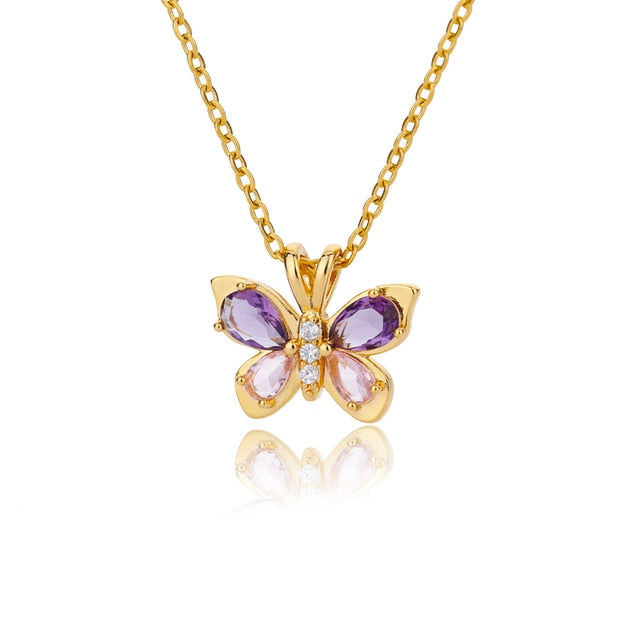 Cute Butterfly Purple Crystal Necklace - YORNEKINTL
