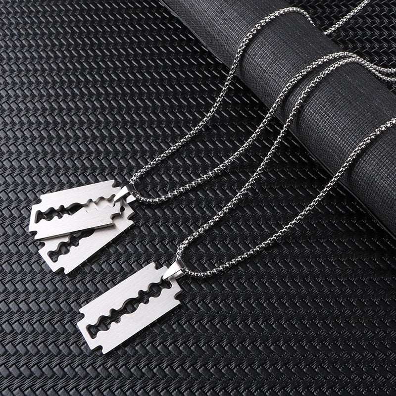 Stainless Steel Razor Blades Necklace