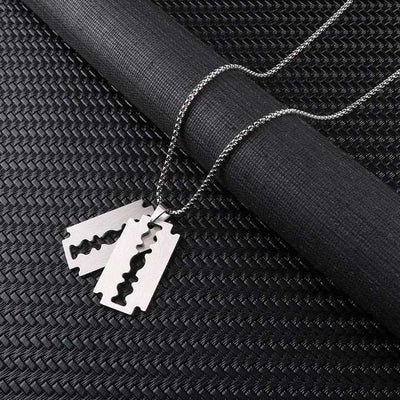 Stainless Steel Razor Blades Necklace