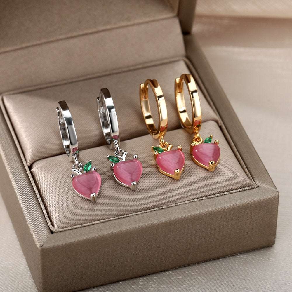 Gothic Heart Gold Hoop Earrings