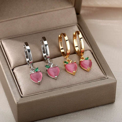 Gothic Heart Gold Hoop Earrings