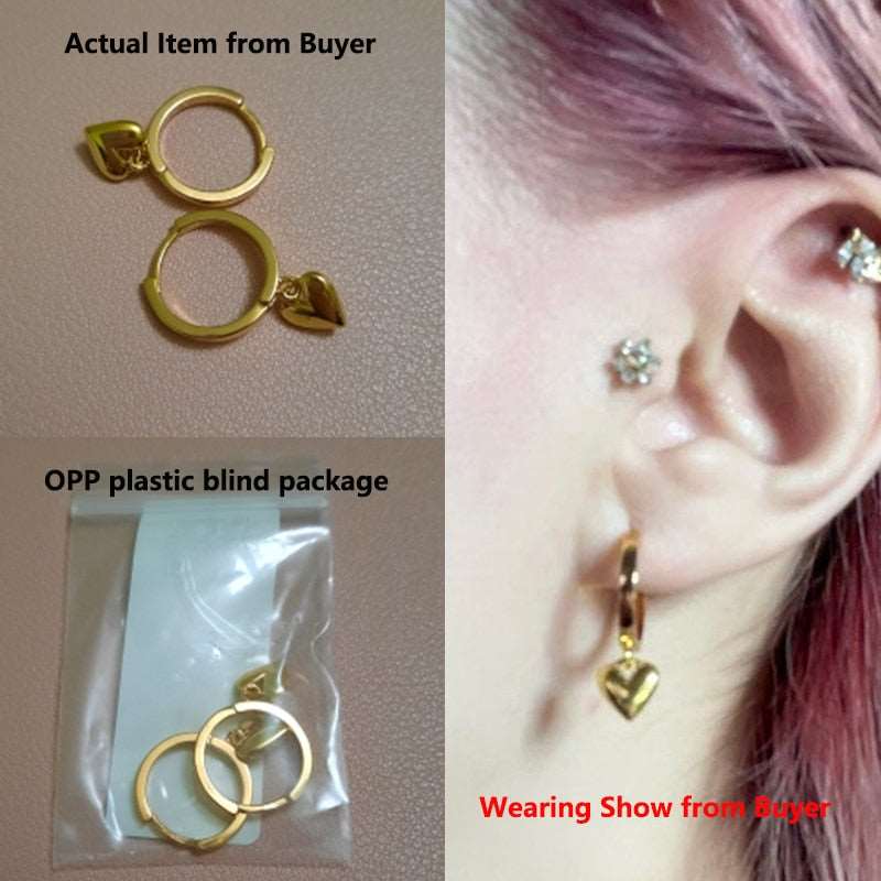 Gothic Heart Gold Hoop Earrings