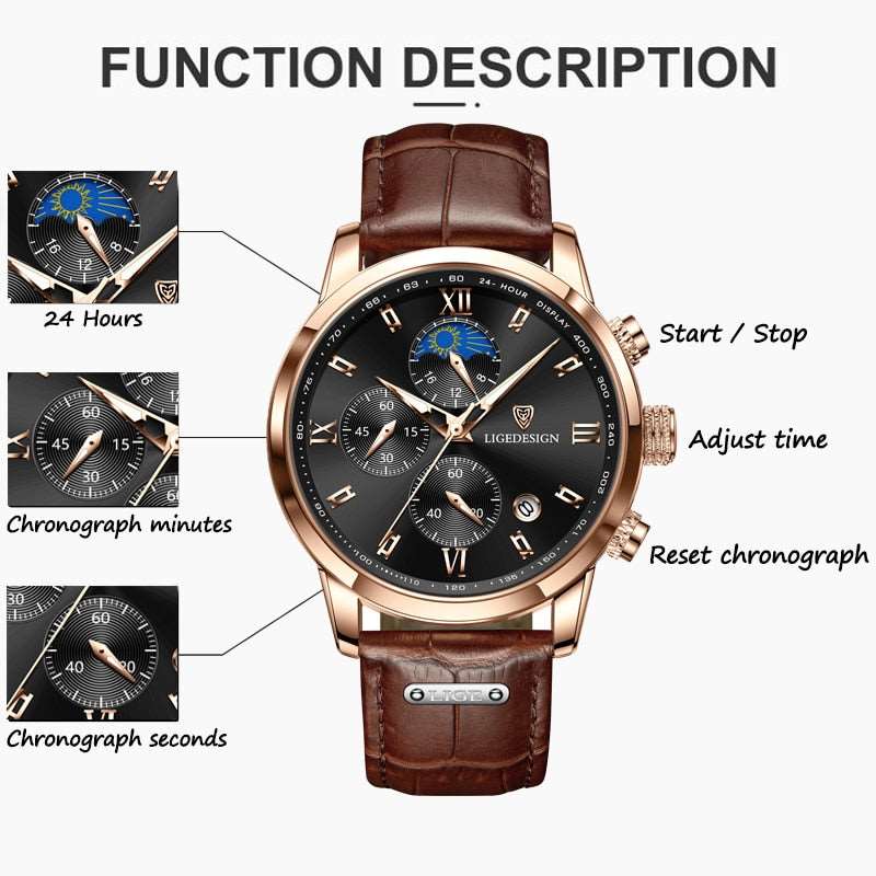Waterproof Luminous Luxury Leather Watch