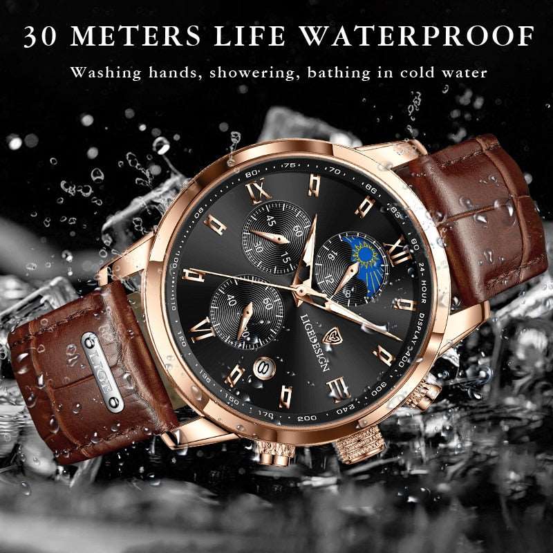 Waterproof Luminous Luxury Leather Watch