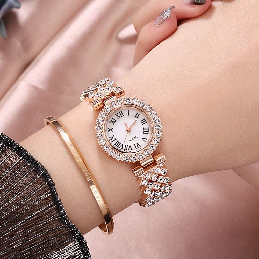 Luxury Crystal Quartz Watch & Bracelet