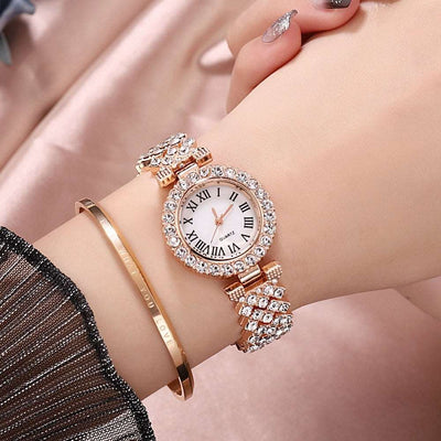 Luxury Crystal Quartz Watch & Bracelet