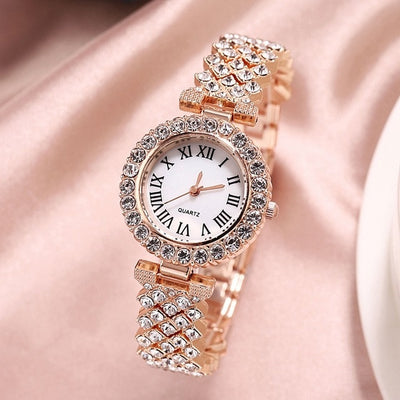 Luxury Crystal Quartz Watch & Bracelet - YORNEKINTL