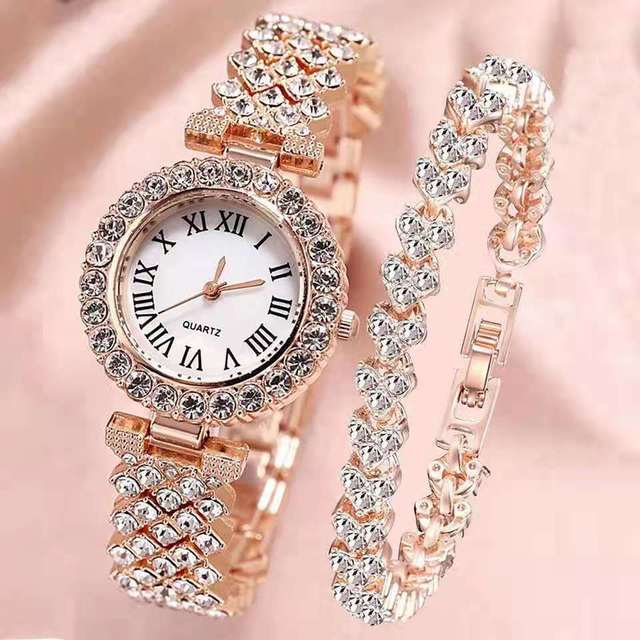 Luxury Crystal Quartz Watch & Bracelet - YORNEKINTL