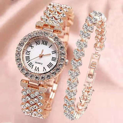 Luxury Crystal Quartz Watch & Bracelet - YORNEKINTL