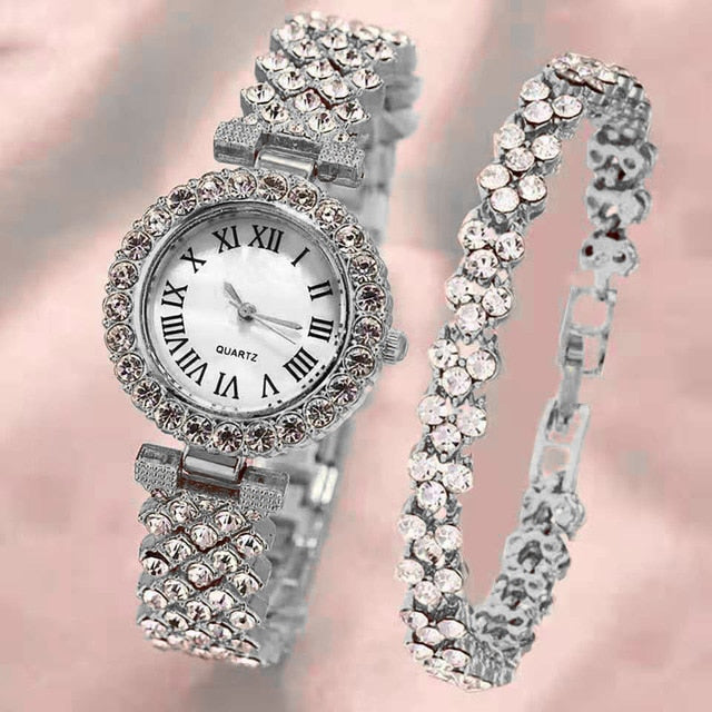 Luxury Crystal Quartz Watch & Bracelet - YORNEKINTL