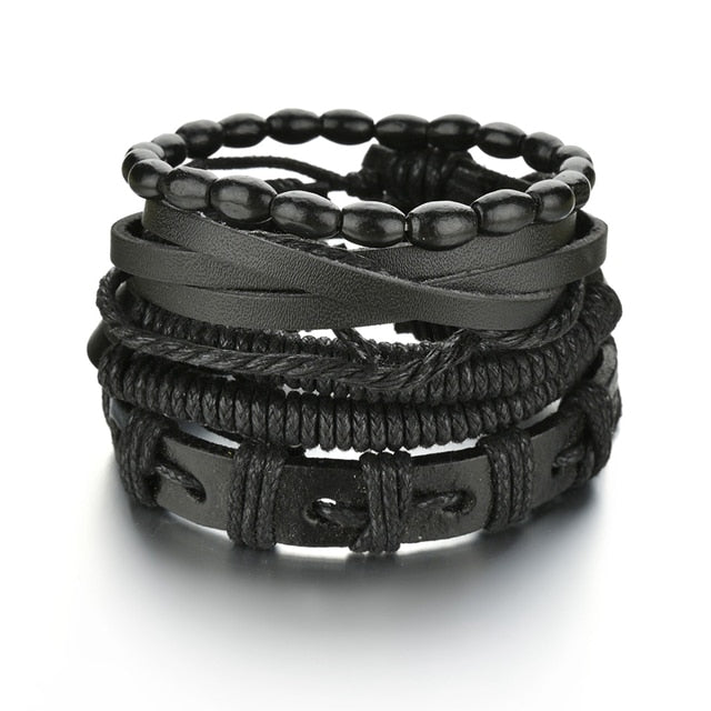 3/4Pcs/Set Braided Wrap Leather Bracelets - YORNEKINTL