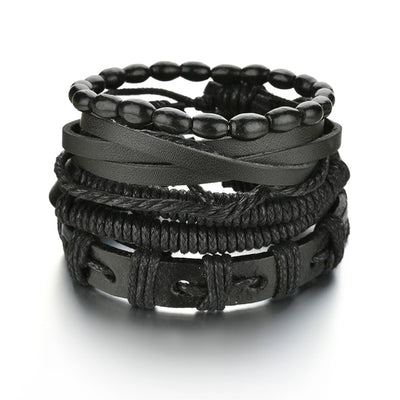 3/4Pcs/Set Braided Wrap Leather Bracelets - YORNEKINTL