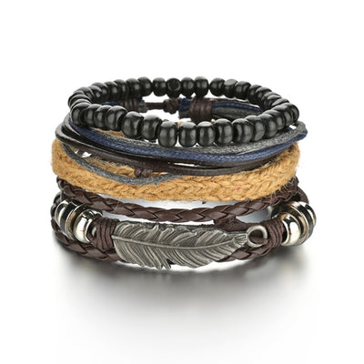 3/4Pcs/Set Braided Wrap Leather Bracelets - YORNEKINTL