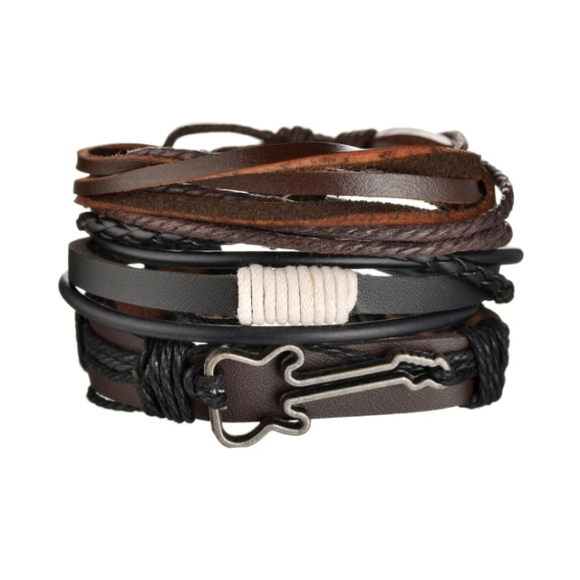 3/4Pcs/Set Braided Wrap Leather Bracelets - YORNEKINTL