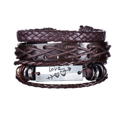 3/4Pcs/Set Braided Wrap Leather Bracelets - YORNEKINTL