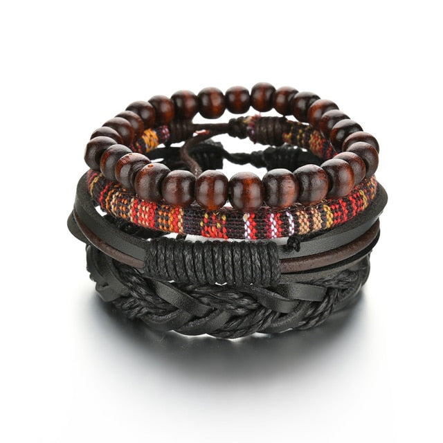 3/4Pcs/Set Braided Wrap Leather Bracelets - YORNEKINTL