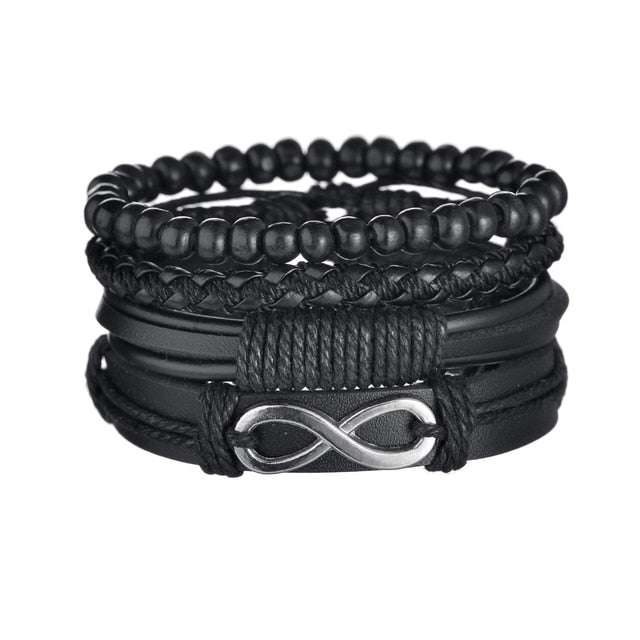 3/4Pcs/Set Braided Wrap Leather Bracelets - YORNEKINTL