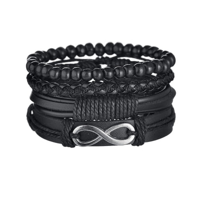3/4Pcs/Set Braided Wrap Leather Bracelets - YORNEKINTL