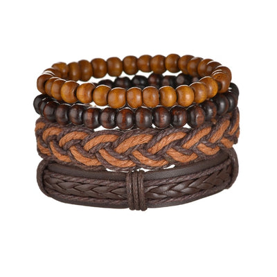 3/4Pcs/Set Braided Wrap Leather Bracelets - YORNEKINTL