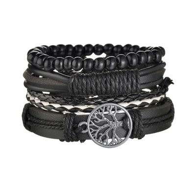 3/4Pcs/Set Braided Wrap Leather Bracelets - YORNEKINTL