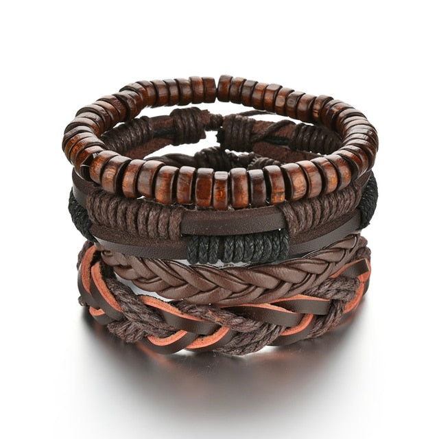3/4Pcs/Set Braided Wrap Leather Bracelets - YORNEKINTL