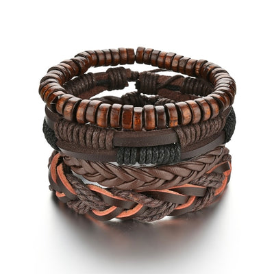 3/4Pcs/Set Braided Wrap Leather Bracelets - YORNEKINTL