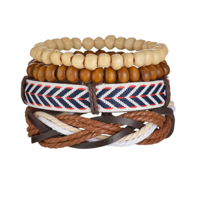 3/4Pcs/Set Braided Wrap Leather Bracelets - YORNEKINTL