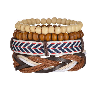 3/4Pcs/Set Braided Wrap Leather Bracelets - YORNEKINTL