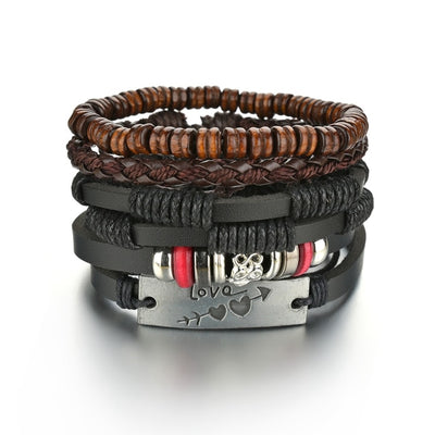 3/4Pcs/Set Braided Wrap Leather Bracelets - YORNEKINTL