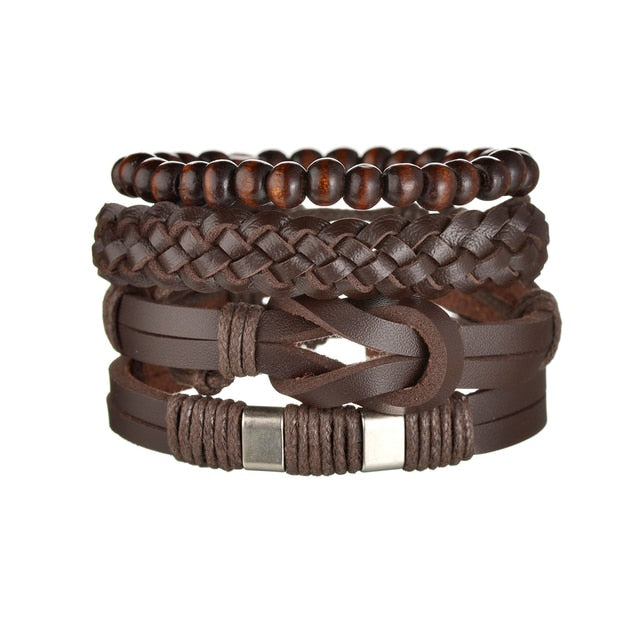3/4Pcs/Set Braided Wrap Leather Bracelets - YORNEKINTL