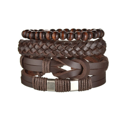 3/4Pcs/Set Braided Wrap Leather Bracelets - YORNEKINTL