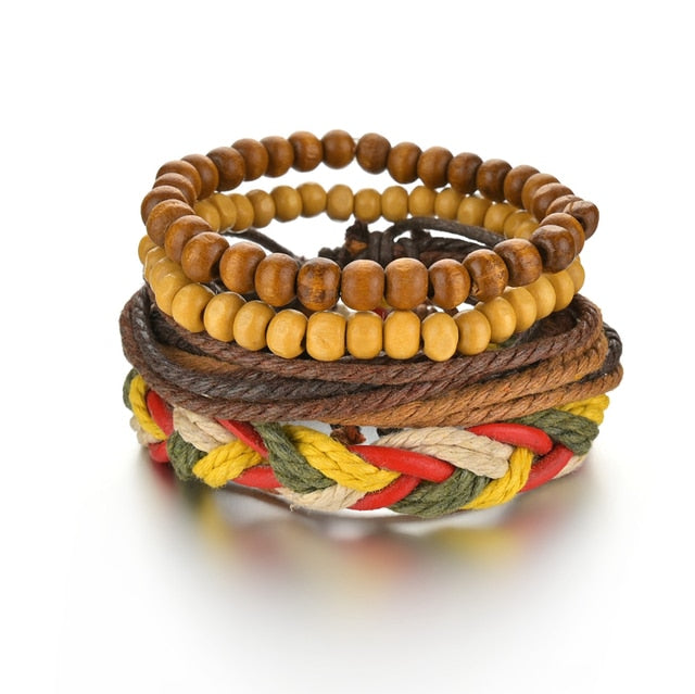 3/4Pcs/Set Braided Wrap Leather Bracelets - YORNEKINTL