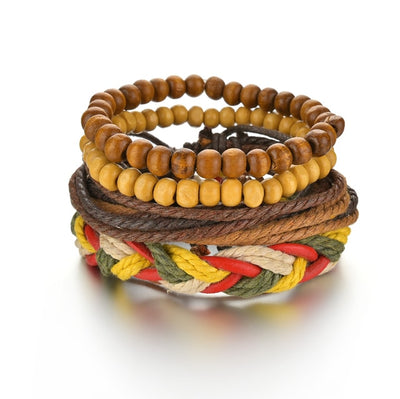 3/4Pcs/Set Braided Wrap Leather Bracelets - YORNEKINTL