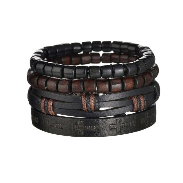 3/4Pcs/Set Braided Wrap Leather Bracelets - YORNEKINTL