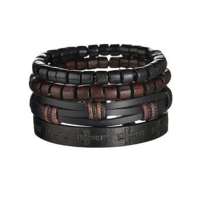 3/4Pcs/Set Braided Wrap Leather Bracelets - YORNEKINTL