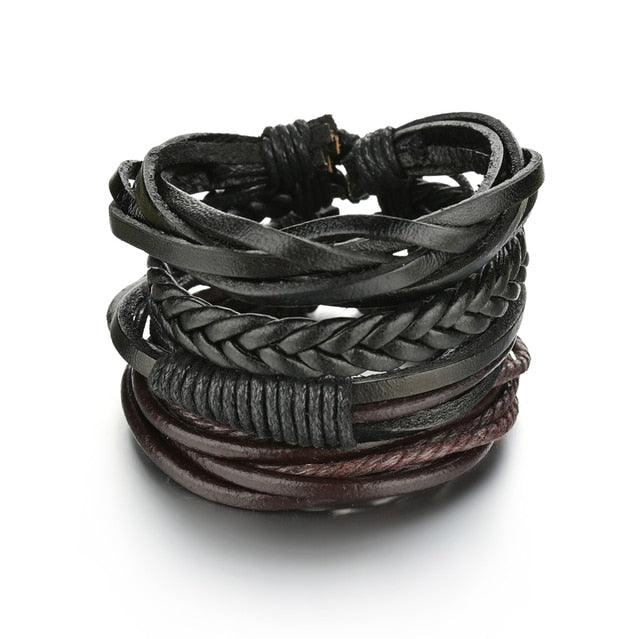 3/4Pcs/Set Braided Wrap Leather Bracelets - YORNEKINTL