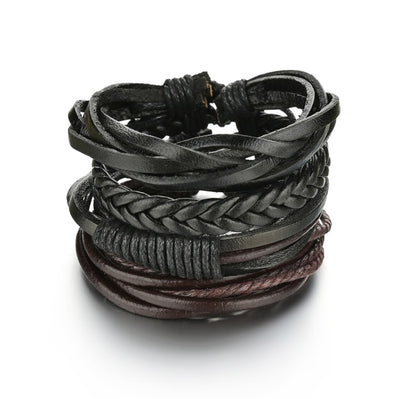 3/4Pcs/Set Braided Wrap Leather Bracelets - YORNEKINTL
