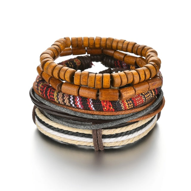 3/4Pcs/Set Braided Wrap Leather Bracelets - YORNEKINTL
