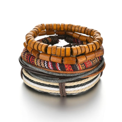 3/4Pcs/Set Braided Wrap Leather Bracelets - YORNEKINTL