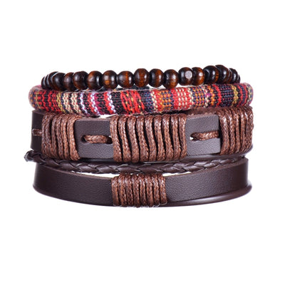 3/4Pcs/Set Braided Wrap Leather Bracelets - YORNEKINTL