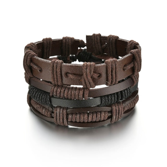3/4Pcs/Set Braided Wrap Leather Bracelets - YORNEKINTL