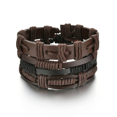 3/4Pcs/Set Braided Wrap Leather Bracelets - YORNEKINTL