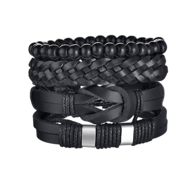 3/4Pcs/Set Braided Wrap Leather Bracelets - YORNEKINTL