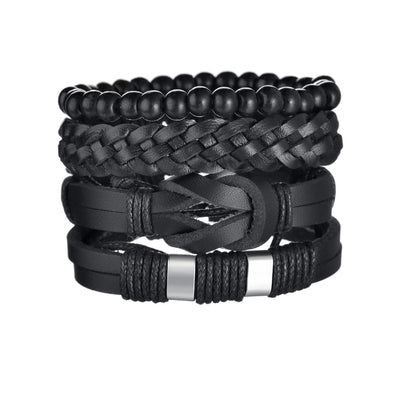 3/4Pcs/Set Braided Wrap Leather Bracelets - YORNEKINTL