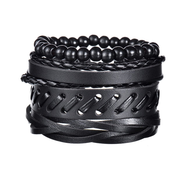 3/4Pcs/Set Braided Wrap Leather Bracelets - YORNEKINTL