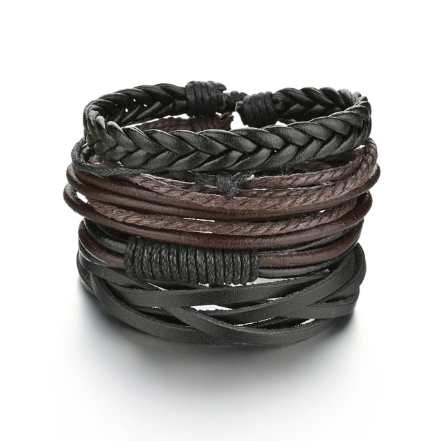 3/4Pcs/Set Braided Wrap Leather Bracelets - YORNEKINTL
