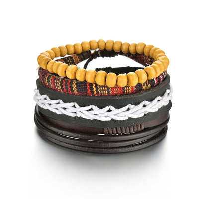 3/4Pcs/Set Braided Wrap Leather Bracelets - YORNEKINTL
