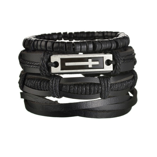 3/4Pcs/Set Braided Wrap Leather Bracelets - YORNEKINTL