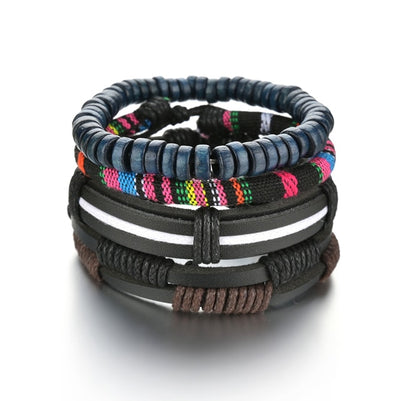 3/4Pcs/Set Braided Wrap Leather Bracelets - YORNEKINTL